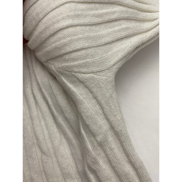 White Ribbed Knit Long Sleeve Crop Top Mock Neck Medium Classic Preppy 90s Basic - Picture 8 of 8